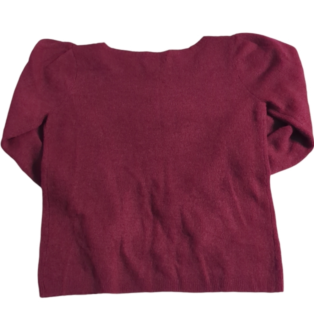 Rachel Parcell Womens Sweater Puff Sleeves Coquette Girly Hot Pink Barbie Large - Picture 8 of 13